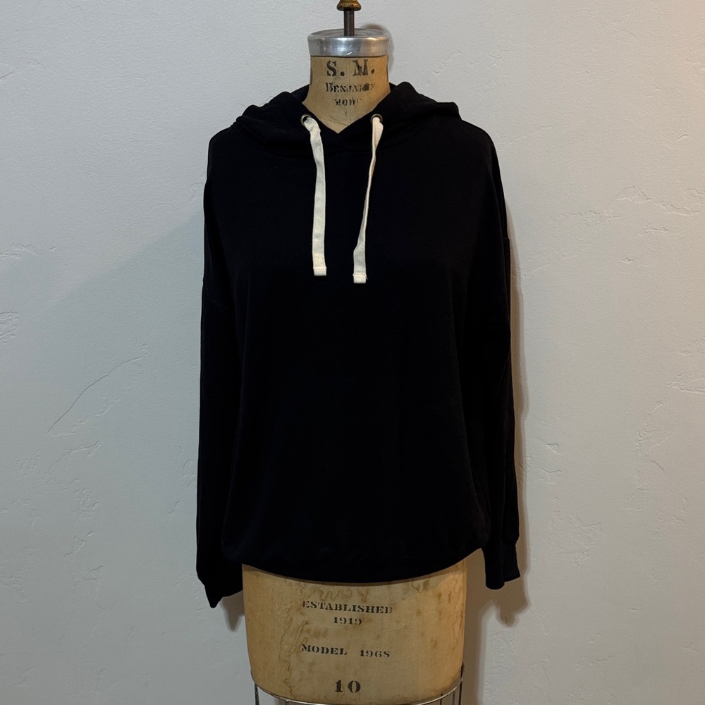 Buffalo David Bitton Black Hoodie with White Drawstrings